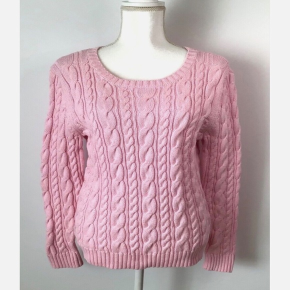 Lands End Cotton Cable Knit Sweater - Picture 2 of 7